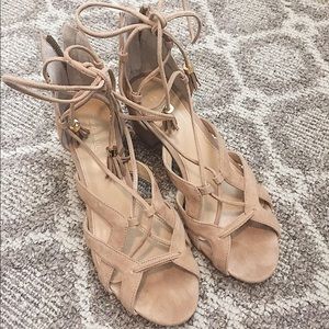 Michael Kors Suede Mirabel Lace Sandal heels